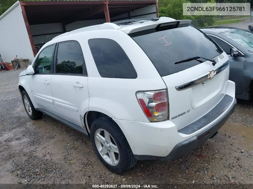 2006 Chevrolet Equinox Lt VIN: 2CNDL63F966125781 Lot: 40293627