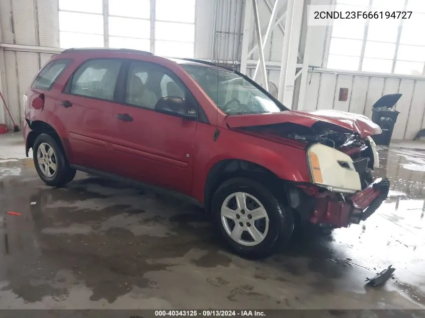 2006 Chevrolet Equinox Ls VIN: 2CNDL23F666194727 Lot: 40343125