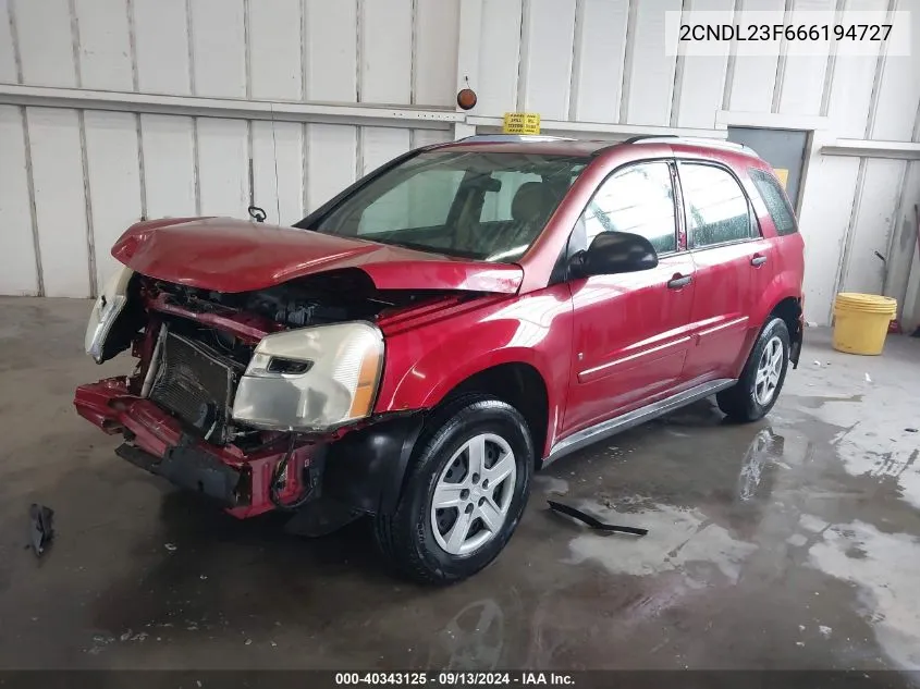 2006 Chevrolet Equinox Ls VIN: 2CNDL23F666194727 Lot: 40343125