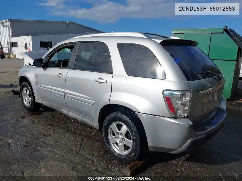 2006 Chevrolet Equinox Lt VIN: 2CNDL63F166012553 Lot: 40401123