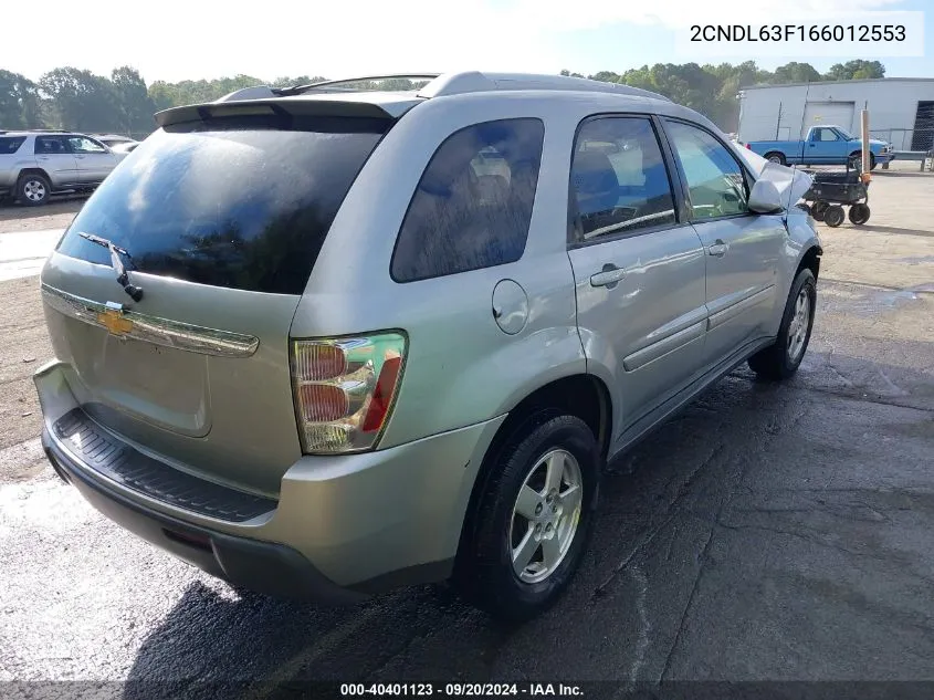 2006 Chevrolet Equinox Lt VIN: 2CNDL63F166012553 Lot: 40401123