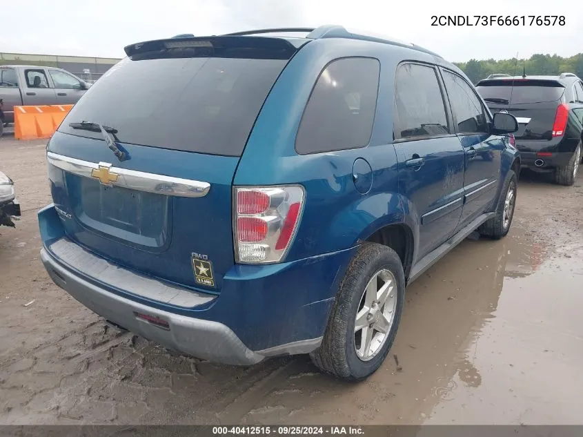 2006 Chevrolet Equinox Lt VIN: 2CNDL73F666176578 Lot: 40412515