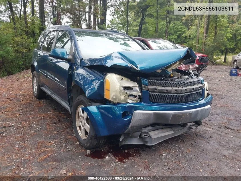 2006 Chevrolet Equinox Lt VIN: 2CNDL63F666103611 Lot: 40422588