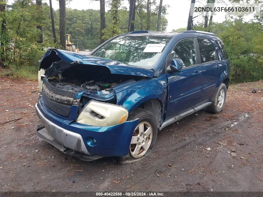 2006 Chevrolet Equinox Lt VIN: 2CNDL63F666103611 Lot: 40422588