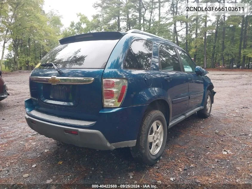 2006 Chevrolet Equinox Lt VIN: 2CNDL63F666103611 Lot: 40422588