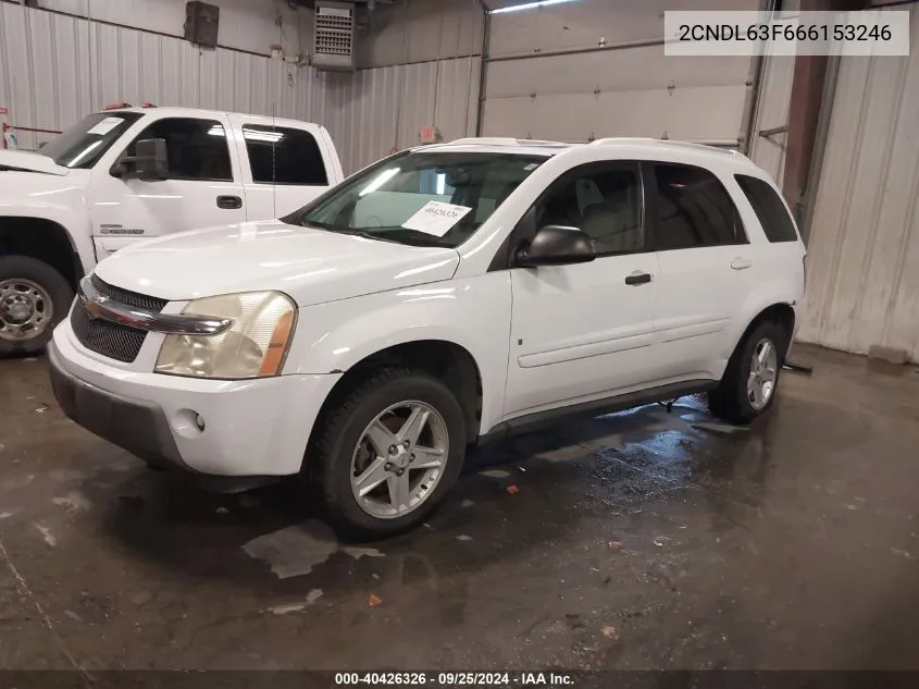 2006 Chevrolet Equinox Lt VIN: 2CNDL63F666153246 Lot: 40426326