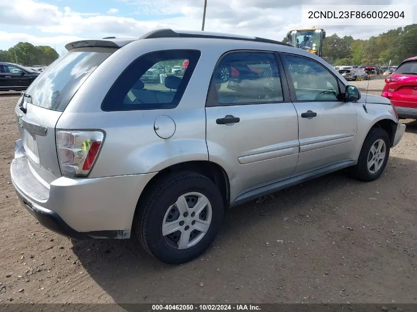 2006 Chevrolet Equinox Ls VIN: 2CNDL23F866002904 Lot: 40462050