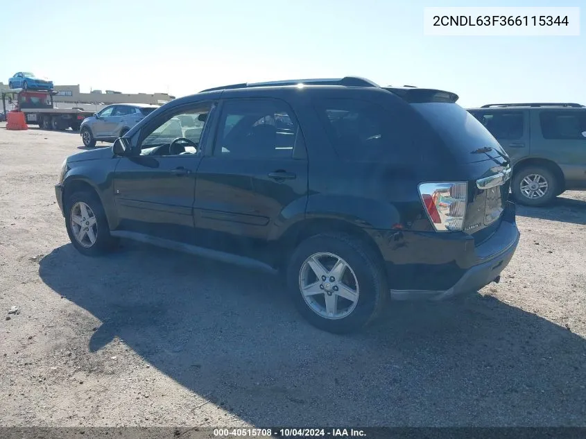 2006 Chevrolet Equinox Lt VIN: 2CNDL63F366115344 Lot: 40515708