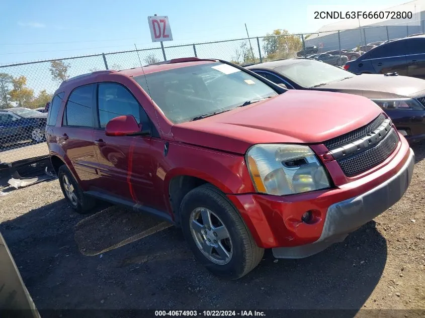 2006 Chevrolet Equinox Lt VIN: 2CNDL63F666072800 Lot: 40674903