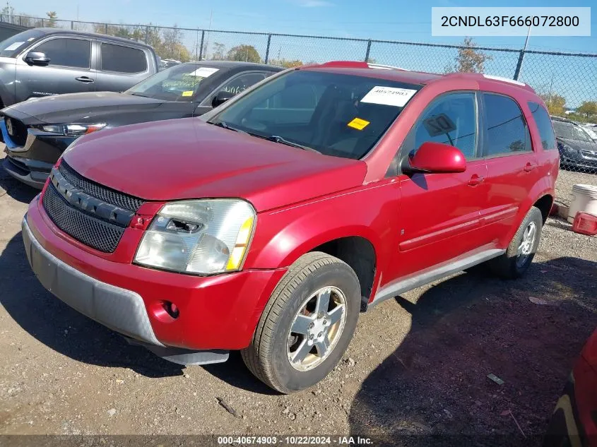 2006 Chevrolet Equinox Lt VIN: 2CNDL63F666072800 Lot: 40674903