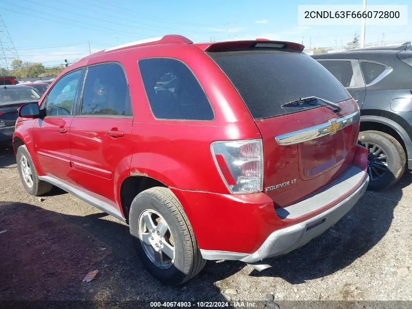 2006 Chevrolet Equinox Lt VIN: 2CNDL63F666072800 Lot: 40674903