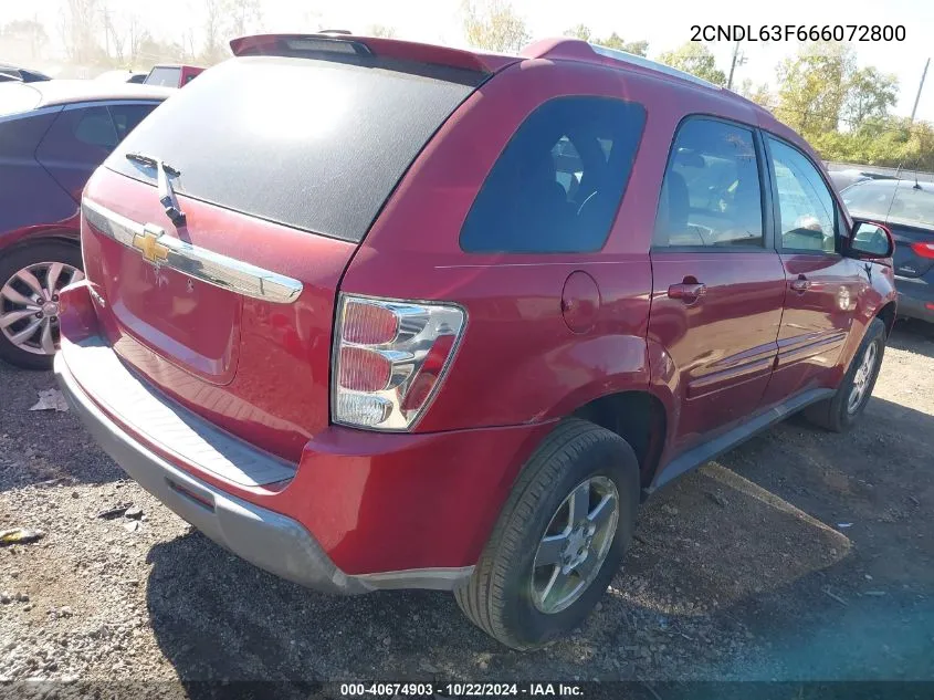 2006 Chevrolet Equinox Lt VIN: 2CNDL63F666072800 Lot: 40674903