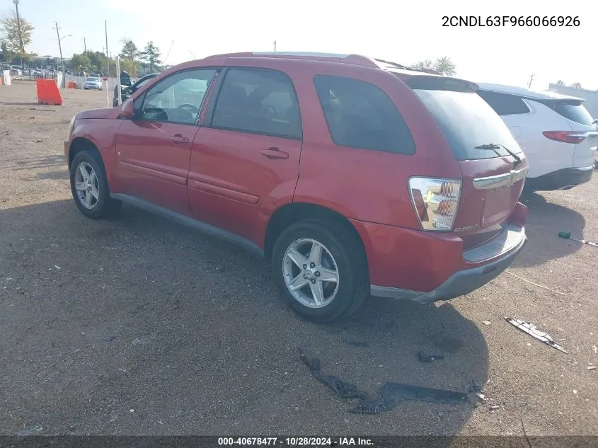 2006 Chevrolet Equinox Lt VIN: 2CNDL63F966066926 Lot: 40678477