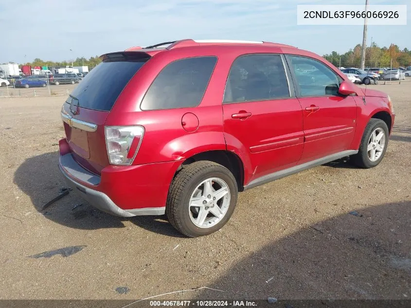 2006 Chevrolet Equinox Lt VIN: 2CNDL63F966066926 Lot: 40678477