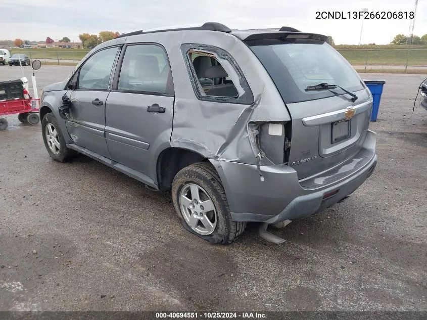 2006 Chevrolet Equinox Ls VIN: 2CNDL13F266206818 Lot: 40694551