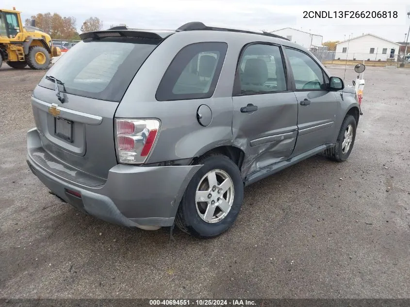 2006 Chevrolet Equinox Ls VIN: 2CNDL13F266206818 Lot: 40694551