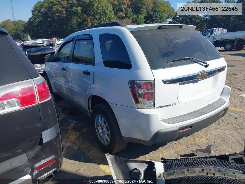 2006 Chevrolet Equinox Ls VIN: 2CNDL13F466122645 Lot: 40698639