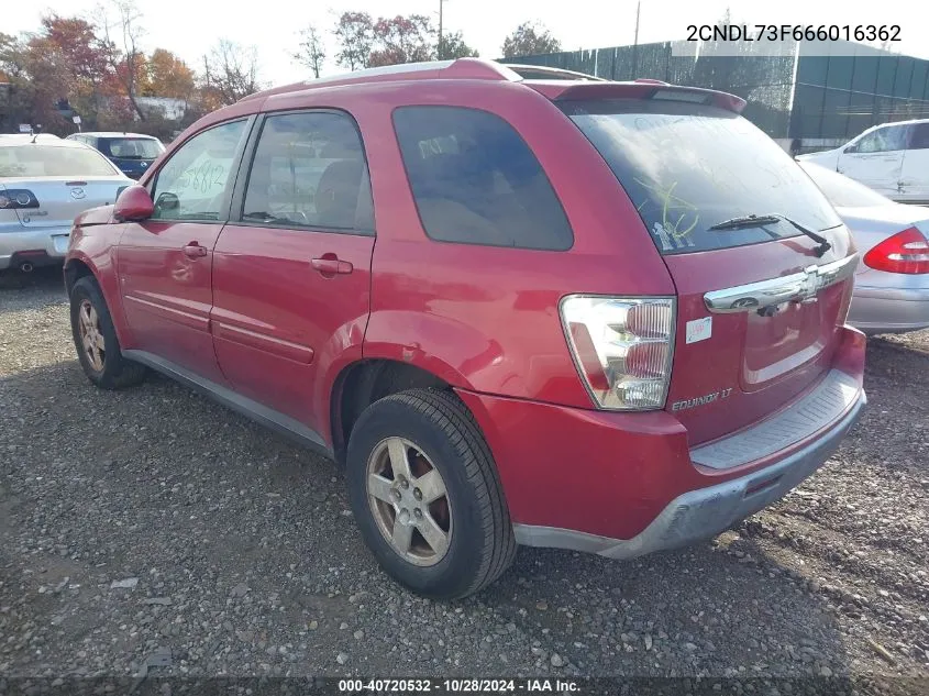 2006 Chevrolet Equinox Lt VIN: 2CNDL73F666016362 Lot: 40720532