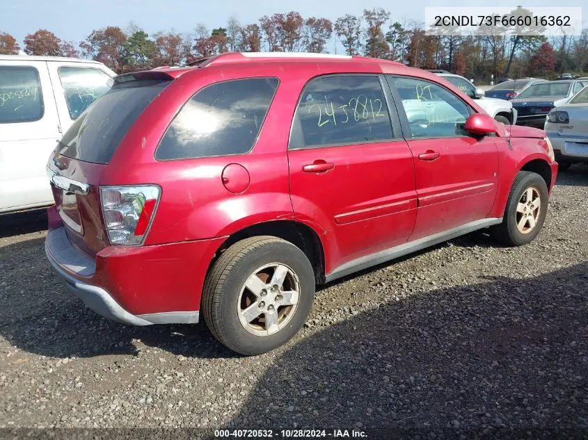 2006 Chevrolet Equinox Lt VIN: 2CNDL73F666016362 Lot: 40720532