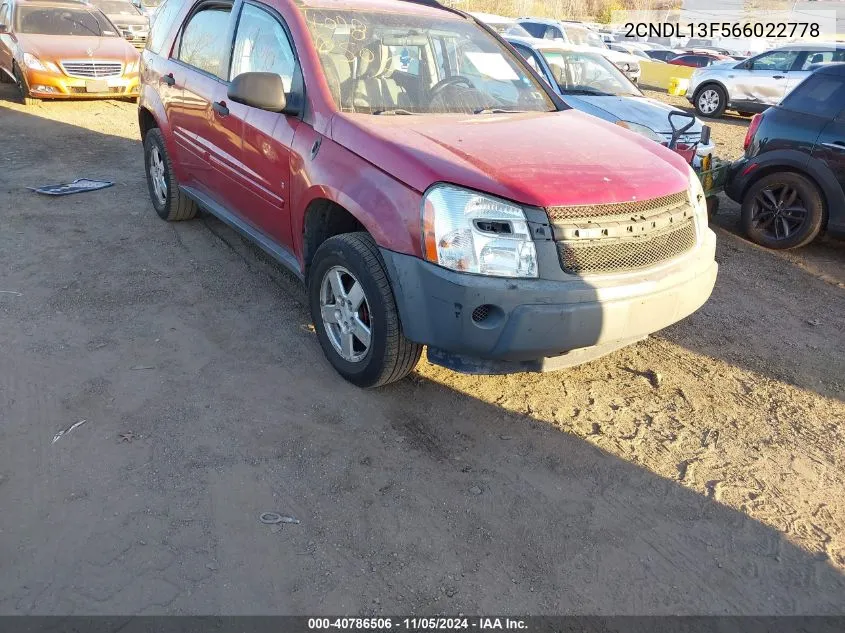 2006 Chevrolet Equinox Ls VIN: 2CNDL13F566022778 Lot: 40786506