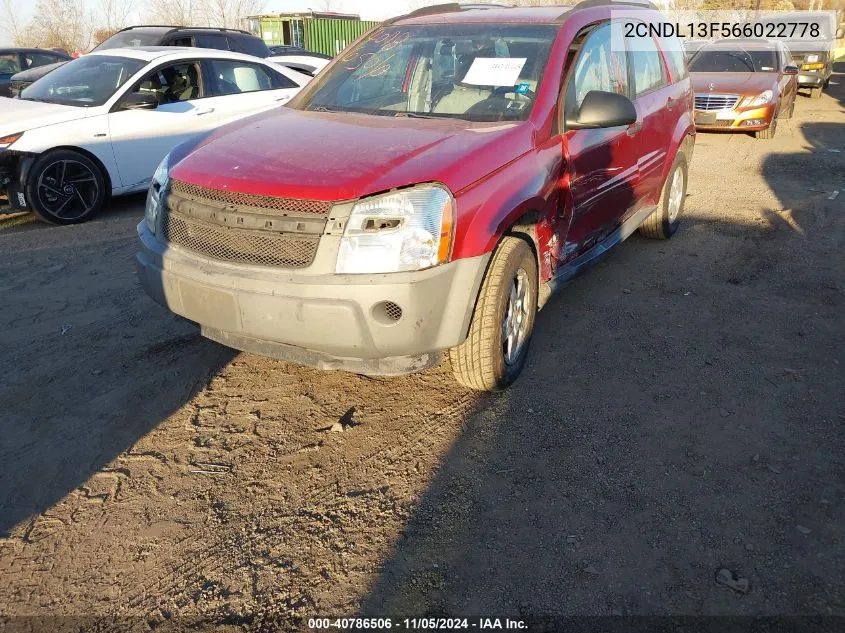 2006 Chevrolet Equinox Ls VIN: 2CNDL13F566022778 Lot: 40786506