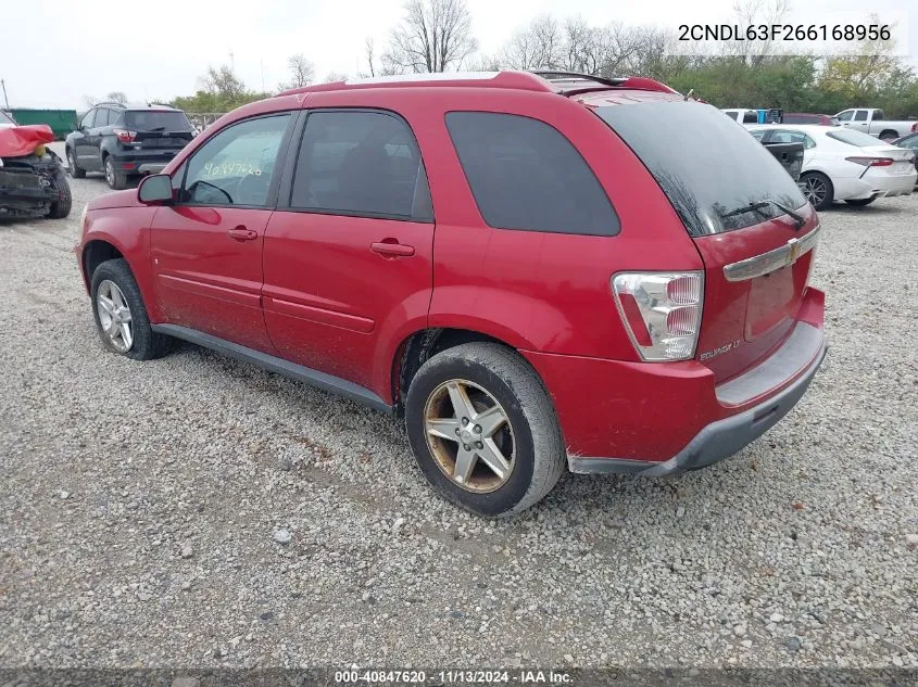 2006 Chevrolet Equinox Lt VIN: 2CNDL63F266168956 Lot: 40847620