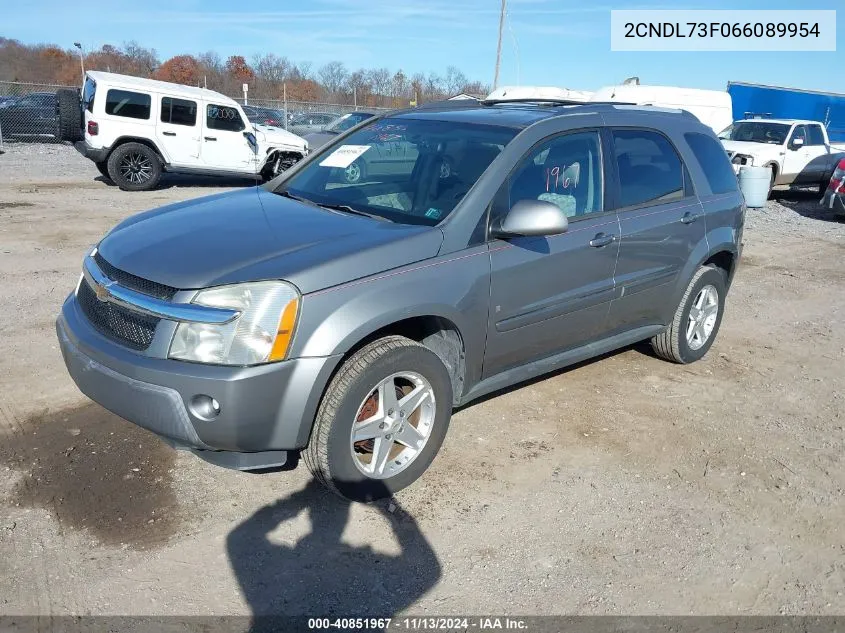 2006 Chevrolet Equinox Lt VIN: 2CNDL73F066089954 Lot: 40851967