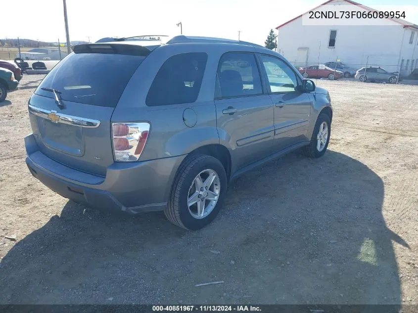 2006 Chevrolet Equinox Lt VIN: 2CNDL73F066089954 Lot: 40851967