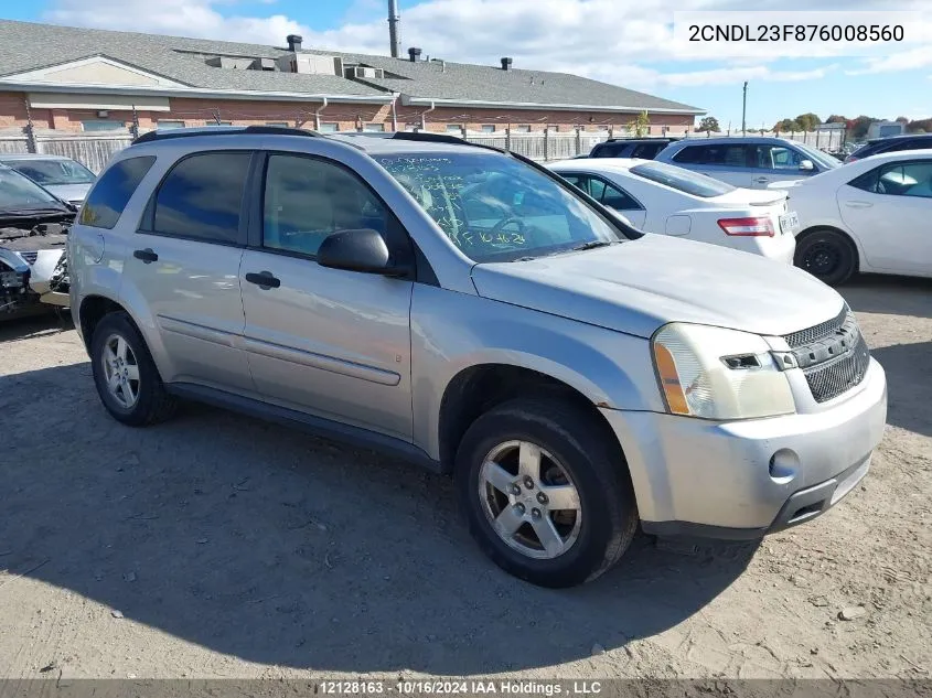 2007 Chevrolet Equinox VIN: 2CNDL23F876008560 Lot: 12128163