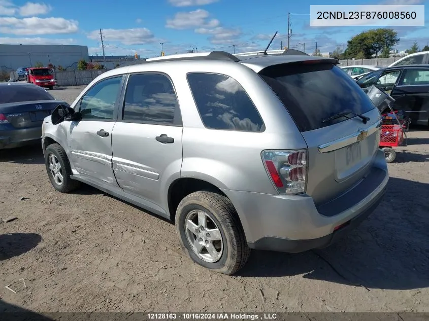 2007 Chevrolet Equinox VIN: 2CNDL23F876008560 Lot: 12128163