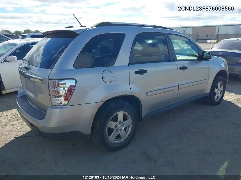 2007 Chevrolet Equinox VIN: 2CNDL23F876008560 Lot: 12128163