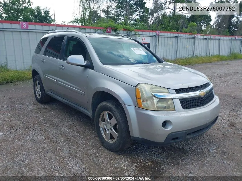 2007 Chevrolet Equinox Lt VIN: 2CNDL63F276007752 Lot: 39780306