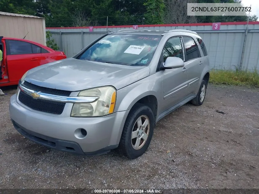 2007 Chevrolet Equinox Lt VIN: 2CNDL63F276007752 Lot: 39780306