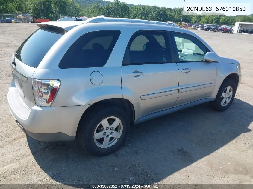 2007 Chevrolet Equinox Lt VIN: 2CNDL63F676010850 Lot: 39892352