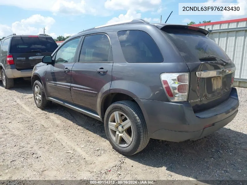 2007 Chevrolet Equinox Lt VIN: 2CNDL63F976243430 Lot: 40114313