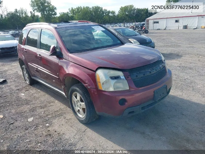 2007 Chevrolet Equinox Lt VIN: 2CNDL63F776225430 Lot: 40158074