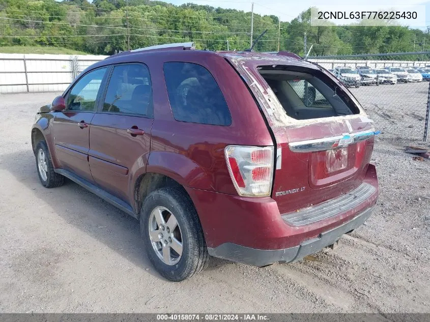 2007 Chevrolet Equinox Lt VIN: 2CNDL63F776225430 Lot: 40158074