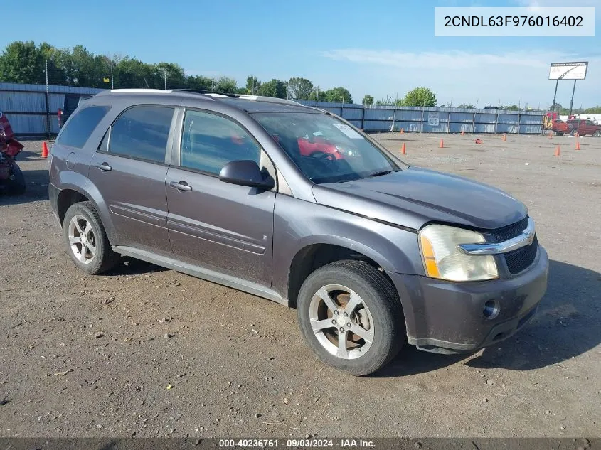 2007 Chevrolet Equinox Lt VIN: 2CNDL63F976016402 Lot: 40236761