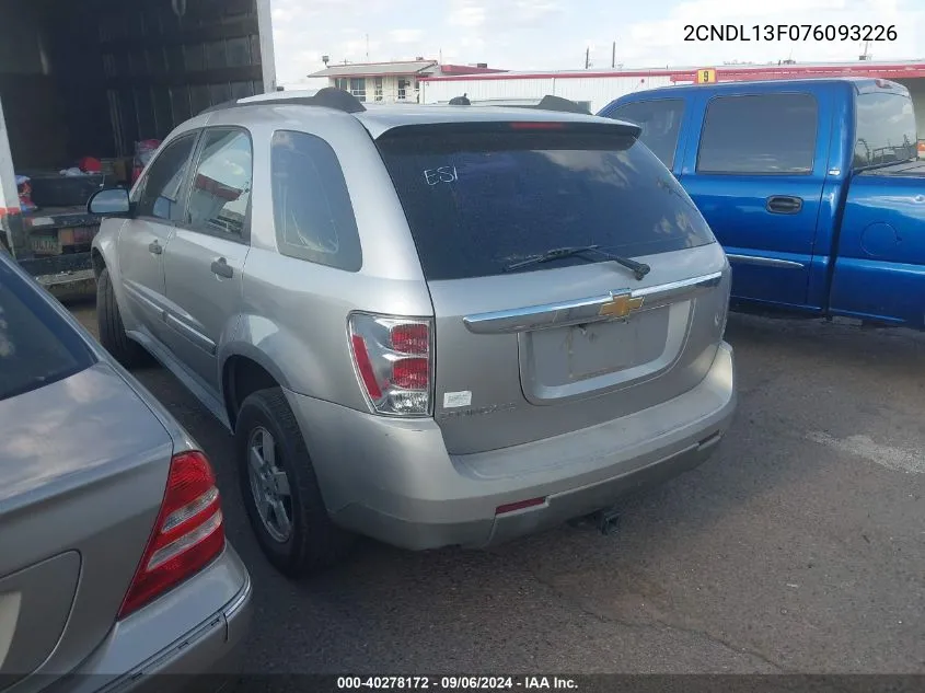 2007 Chevrolet Equinox Ls VIN: 2CNDL13F076093226 Lot: 40278172