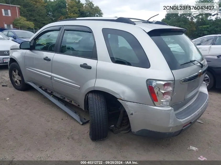 2007 Chevrolet Equinox Ls VIN: 2CNDL23F576043427 Lot: 40312722