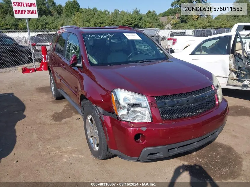 2007 Chevrolet Equinox Lt VIN: 2CNDL63F576011553 Lot: 40316867