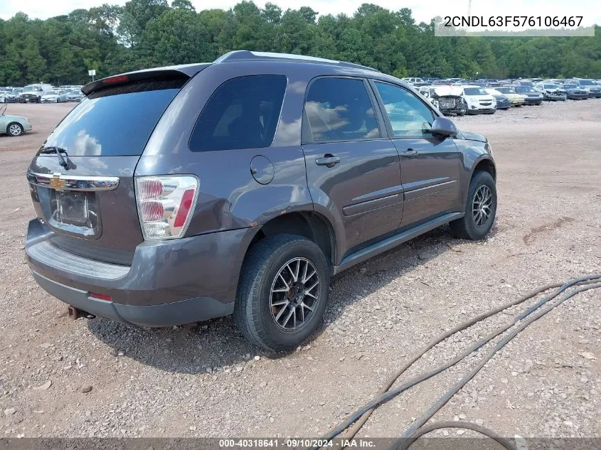 2007 Chevrolet Equinox Lt VIN: 2CNDL63F576106467 Lot: 40318641