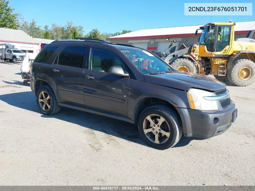 2007 Chevrolet Equinox Ls VIN: 2CNDL23F676051701 Lot: 40418117