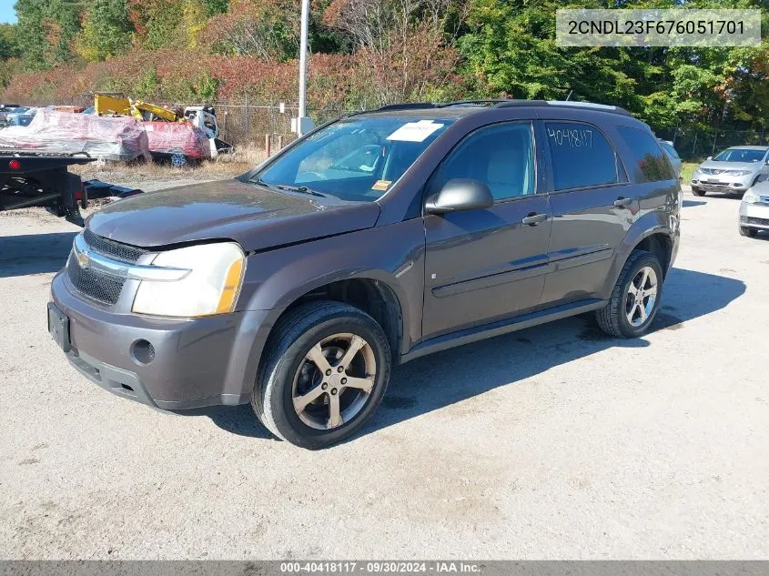 2007 Chevrolet Equinox Ls VIN: 2CNDL23F676051701 Lot: 40418117