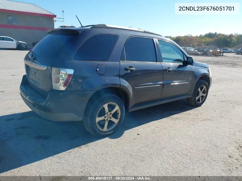 2CNDL23F676051701 2007 Chevrolet Equinox Ls