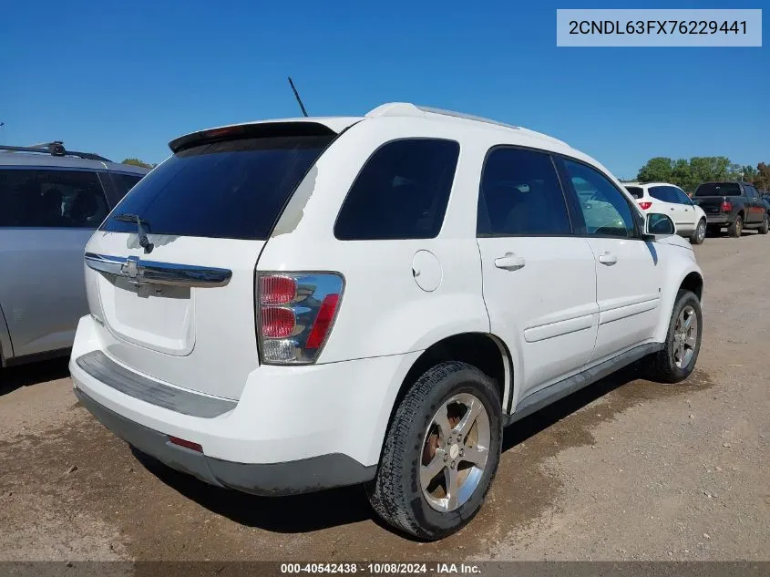 2007 Chevrolet Equinox Lt VIN: 2CNDL63FX76229441 Lot: 40542438