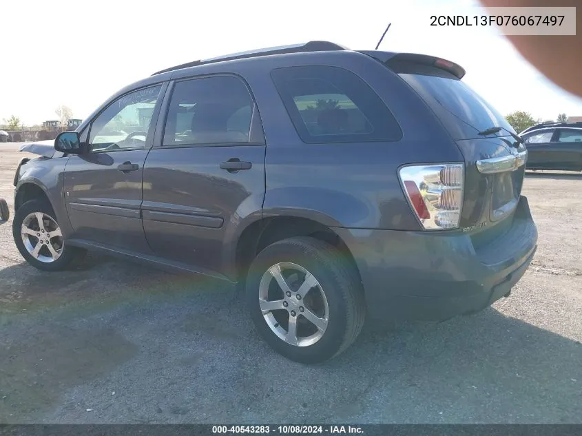 2007 Chevrolet Equinox Ls VIN: 2CNDL13F076067497 Lot: 40543283