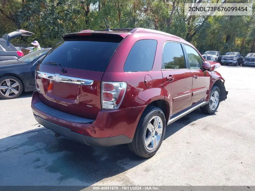 2007 Chevrolet Equinox Lt VIN: 2CNDL73F676099454 Lot: 40551670