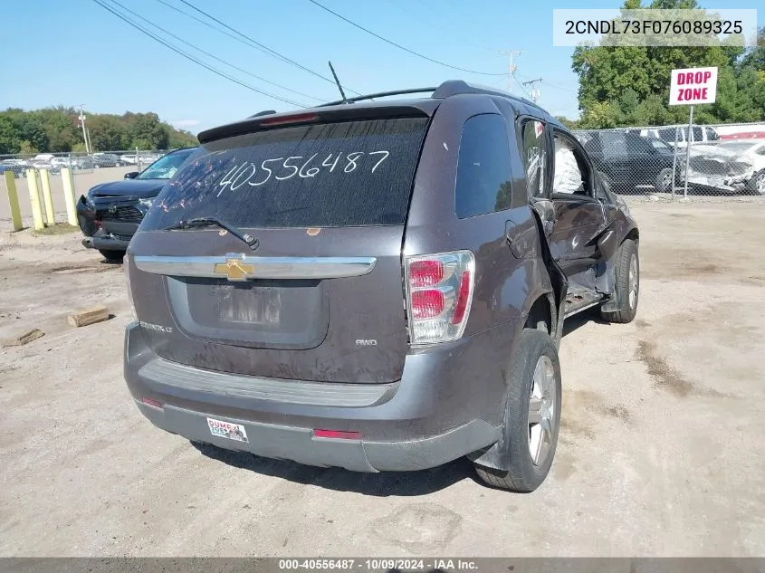 2007 Chevrolet Equinox Lt VIN: 2CNDL73F076089325 Lot: 40556487