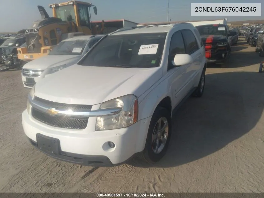 2007 Chevrolet Equinox Lt VIN: 2CNDL63F676042245 Lot: 40561597